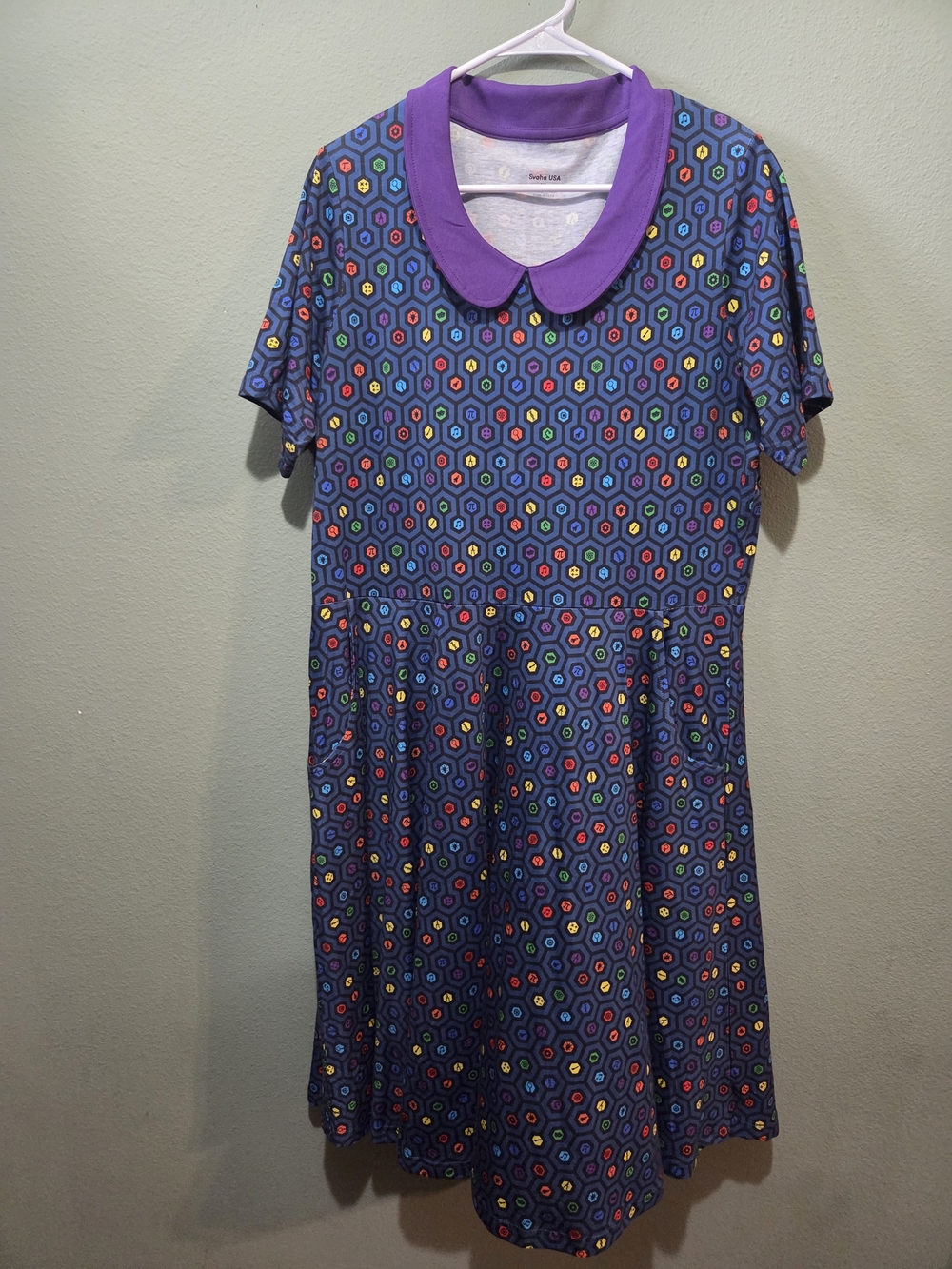 Svaha STEAM Purple Collared Hexagon Print Dress Size XL